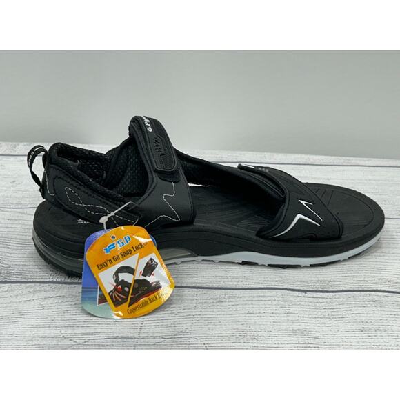 New Gold Pigeon Unisex Black Athletic Comfort Easy Go Snap Lock Sandals Size 39 - Picture 2 of 8